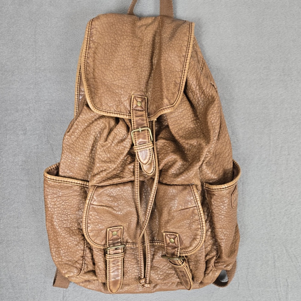 Aeropostale Brown Imitation Peppled Leather Backpack Y2k Mall Core